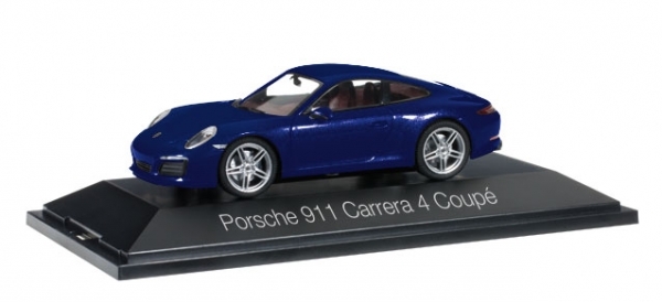 Herpa 071093 Porsche 911 Carrera 4 Coupé in " dunkelblau-metallic " 1:43