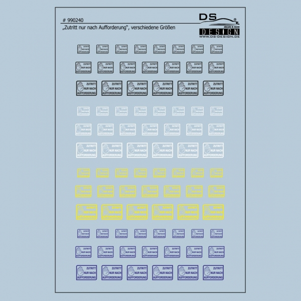 990240, Schilder Zutritt nur nach Aufforderung, Universalbogen
