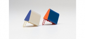 Zubehör Dachzelt aufgebaut für Trabant/Wartburg, 2 Stück (orange/blau und weiß/blau)