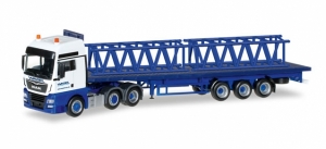 MAN TGX XLX Euro 6c Flachbett Sattelzug mit 2 Turmteilen LR 1600/2 Wasel