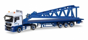 MAN TGX XLX Flachbett-Sattelzug mit Kopfstück für Liebherr LR 1600/2 Spitze „Wasel