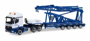 Mercedes-Benz Arocs Semitieflade-Sattelzug mit Anlenkstück für Liebherr LR 1600/2 Spitze „Wasel“